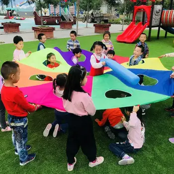 Малыш из детского сада Играет в Радужный Зонт Whac-A-Mole с Ручками-Парашютами, Игрушка для родителей и детей, Интерактивная Командная Игра на открытом воздухе