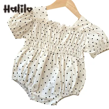Комбинезон Halilo для маленьких девочек Хлопковый в горошек с оборками Летняя одежда принцессы для новорожденных