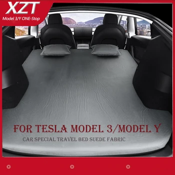 Для Tesla Модель 3 Модель Y 2017-2022 Надувной надувной матрас для кемпинга на открытом воздухе Надувная кровать для путешествий в автомобиле из специальной замшевой ткани