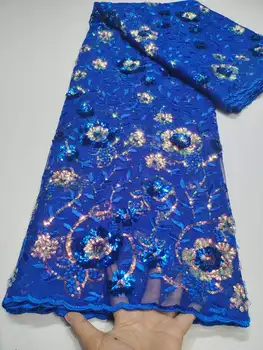 Новейший дизайн голубое золото Африканское кружево 2023 Французское Нигерийское кружевное полотно Для новобрачных, Высококачественные Блестки, Сетчатое Тюлевое кружевное Женское платье YY