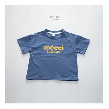 Летняя футболка 2023 года, пуловер с круглым вырезом и коротким рукавом, хлопковые буквы, новая корейская мода, повседневное Дизайнерское Мягкое Детское платье Унисекс