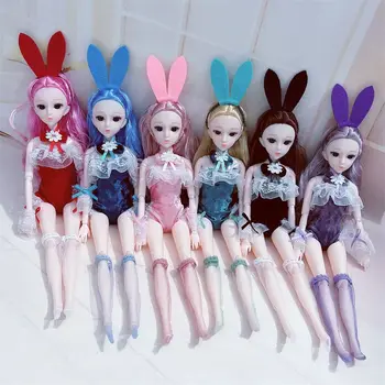 Новая 30-сантиметровая кукла Bjd Полный комплект одежды принцессы, головной убор с кроликом, игрушка для девочек, Детский подарочный набор на День Рождения, повседневная короткая юбка
