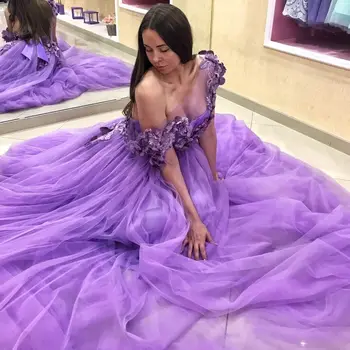 Фиолетовые кружевные платья для выпускного вечера, платье для фотосессии для беременных, 3D аппликации, тюлевое платье для дня рождения, детское платье для душа без спинки