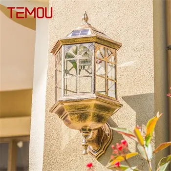 Уличный солнечный ретро настенный светильник TEMOU, светодиодный водонепроницаемый классический бра-светильник для украшения крыльца дома