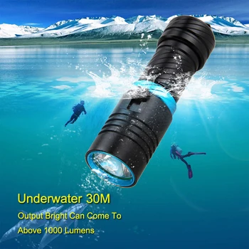 Asafee Многофункциональный светодиодный профессиональный фонарик для дайвинга в корпусе из алюминиевого сплава, подводный фонарь для дайвинга на 50 метров