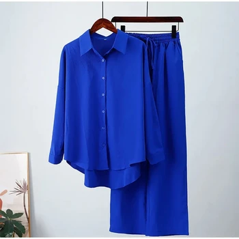 650129006 женские рубашки с длинными рукавами, широкие брюки, комплект из 2 предметов