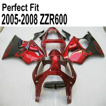 Комплект обтекателей для литья под давлением для Kawasaki ZZR600 2005 2006 2007 2008 2007 2006 винно-красные обтекатели TP120