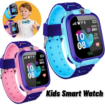 Детские смарт-часы с сенсорным экраном, SOS, умные часы для детей, Sim-карта, фото местоположения в фунтах СТЕРЛИНГОВ, Водонепроницаемый подарок для мальчиков и девочек IOS Android