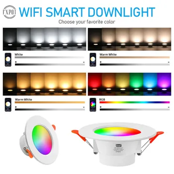 RGB Потолочный светильник E27 Tuya Mesh Smart LED Downlight 10 Вт, совместимый с Bluetooth, Точечный светильник Smart Life с затемнением 2700-6500 К, Управление приложением