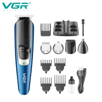 Набор триммеров для волос VGR Профессиональный набор для ухода за волосами Аккумуляторная машинка для стрижки волос Перезаряжаемый Многофункциональный Триммер 5 В 1 для мужчин V-172