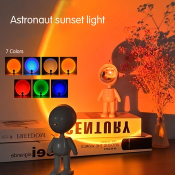 Астронавт робот Радуга проекции заката светильник настольный ночник USB зарядка затемнять атмосфера свет для домашнего декора спальни 