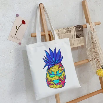 сумка для покупок с ананасом bolso shopping tote хлопчатобумажная холщовая сумка для бакалеи из сетчатой ткани shopping tote на заказ