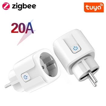 Монитор энергопотребления Tuya Smart Zigbee 3.0 Plug 20A EU Outlet Мощностью 4400 Вт Работает С Пультом дистанционного управления Tuya Zigbee Hub Smart Life