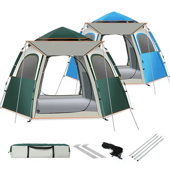 Автоматическая палатка для кемпинга на открытом воздухе, быстро открывающаяся палатка в одно касание, Водонепроницаемая, Защищающая от ультрафиолета, Семейная туристическая палатка, Походная палатка для пикника, Пляжная палатка для вечеринок