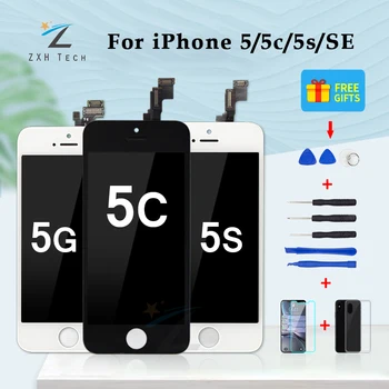 AAA + + + Для iPhone 5S ЖК-Дисплей С Цифровым Преобразователем В Сборе Без Битых Пикселей Замена ЖК-экрана Дисплей Для iPhone 5 / 5s/5C/ SE с Подарком