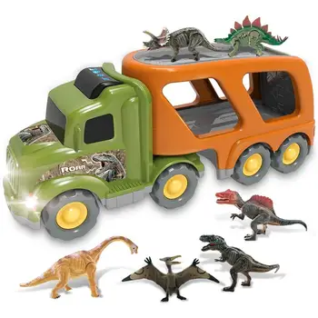 Игрушечный автомобиль с динозавром, звук, мигающие огни, грузовик-динозавр с 6 различными динозаврами юрского периода, подарки для мальчиков и девочек