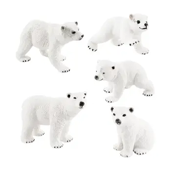 5шт Медведь Игрушки Фигурки Набор Арктических Животных для Подарка на День Рождения Торт Топпер