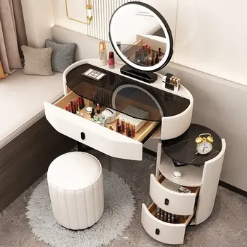 Современный туалетный столик для спальни, туалетный столик, стеклянный столик, комод для спальни, Шкаф для хранения, Комодный столик с зеркалом, столик для макияжа