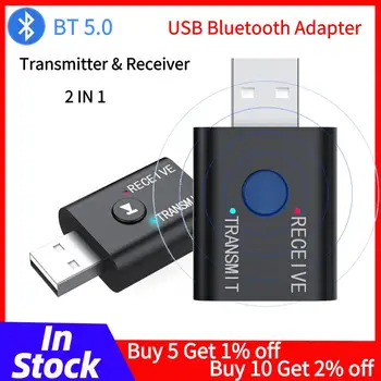 BT5.0 Bluetooth USB Адаптер 5,0 Передатчик Приемник 2 В 1 USB Беспроводной для Компьютера Телевизора Ноутбука Динамик Гарнитура HiFi Микрофон