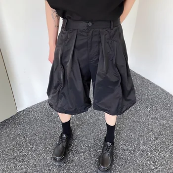 2023 летние шорты в корейском стиле, двухслойный дизайн, мужские повседневные свободные черные шорты для мужчин, размер M-XL