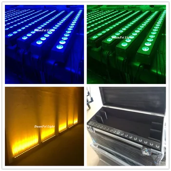 (4шт + Flightcase) Dmx rgbwa led dj wall washer light non waterproof led bar wash wall rgbwa 5в1 18*15 Вт