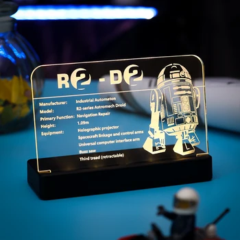 Фирменная табличка с акриловым светодиодным дисплеем для вашего робота LEGO 75308 Star R2-D2