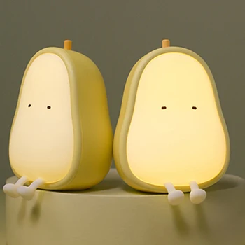 Светодиодные грушевидные плоды ночник USB перезаряжаемые затемнения настольная лампа для спальни прикроватные украшения силиконовые свет малыша в подарок