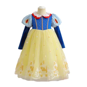 Платья для косплея принцессы Белоснежки для девочек, подарок на день рождения, роскошный детский костюм с пышными рукавами на Хэллоуин для девочек