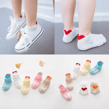 Новые тонкие детские носки 5ШТ с 3D дизайном love для мальчиков и девочек, летние чехлы для ног, хлопковые аксессуары для обуви в милом стиле, Оптовые продажи