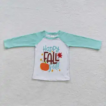 Заводская поставка Одежды RTS для малышей Happy Fall, Топы с длинными рукавами для маленьких мальчиков, детские футболки с тыквой