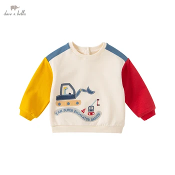 Dave Bella/ Детская весенняя футболка с длинным рукавом, детские брендовые пуловеры для мальчиков и девочек, модные дизайнерские хлопчатобумажные кофты DB1231932