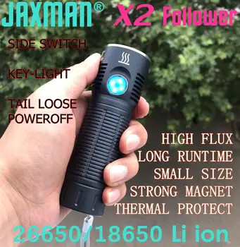 JAXMAN X2 Follower Портативный Фонарик с Термозащитой, Сильным Магнитным Боковым Переключателем, Бесплатная Доставка