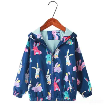 Куртка для девочек, модная детская демисезонная ветровка, верхняя одежда для малышей, Пасхальная одежда для малышей с милым кроликом, детское пальто