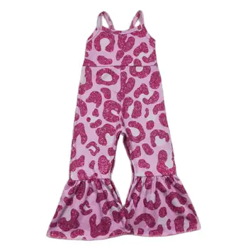 Летний комбинезон для девочек, Стильные розовые леопардовые штаны на подтяжках для малышей, повседневные комбинезоны для девочек, цельная одежда