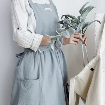 Элегантная плиссированная юбка Nordic Wind, Хлопчатобумажный льняной фартук, Кофейни и цветочные магазины, Работа по уборке сада, Домашние фартуки для женщин
