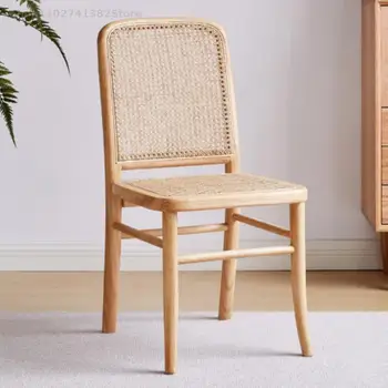 Балконный Ротанговый стул из натурального ротанга, обеденный стул из массива дерева в стиле Кантри в американском стиле, Ретро-стул для отдыха, Обеденный Стол, Табурет
