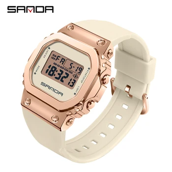 SANDA новые роскошные светодиодные электронные цифровые часы Модные повседневные женские часы женские часы мужские наручные часы Relogio Feminino 9006