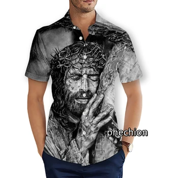 Гавайские мужские пляжные рубашки с коротким рукавом, повседневные рубашки с 3D-принтом God Religion Jesus, Большие размеры S-5XL, модные мужские топы U23