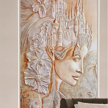 Европейские креативные 3D-трехмерные рельефные обои wellyu с красивым замком и цветочным входом на заказ