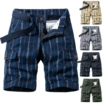 Мужские шорты-карго, тактические короткие брюки, водонепроницаемые быстросохнущие шорты с несколькими карманами, мужские шорты, свободные комбинезоны, укороченные брюки в полоску