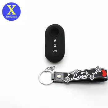 Xinyuexin Силиконовый чехол для ключей от автомобиля Shell Fob для FIAT 500 Panda Punto Bravo Ducato Stilo Дистанционный ключ с 3 кнопками защиты