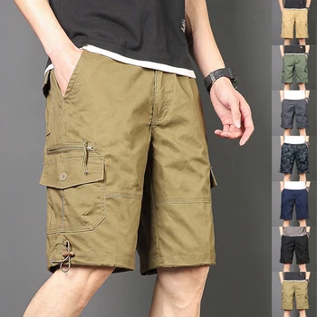 Новые мужские шорты-карго, модная корейская версия трендовых свободных брюк в пять четвертей, мужские прямые повседневные брюки с множеством карманов