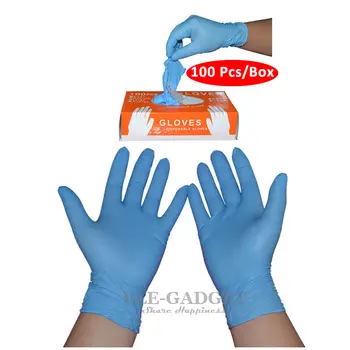 100 шт./упак. Синие одноразовые нитриловые перчатки Маслостойкие Рабочие перчатки для экзаменов, предназначенные для защиты рук от домашних татуировок