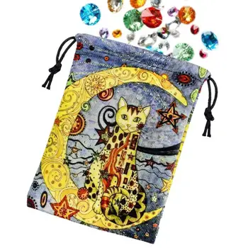 Сумка для хранения Таро с красочной печатью, сумка для хранения Таро на шнурке 13x18 см, сумка-органайзер для ювелирных изделий для путешествий, сумка для любителей Таро