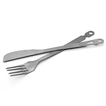 Титановый нож, вилка, ложка, набор посуды в западном стиле, портативная уличная посуда, легкая выдолбленная столовая посуда