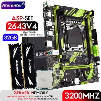 Материнская плата Atermiter X99 AS9 в комплекте с процессором Xeon E5 2643 V4 CPU LGA 2011-3 DDR4 32 ГБ 2X16 ГБ оперативной памяти 3200 МГц REG ECC RAM