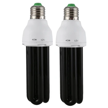 2X E27 40 Вт УФ-ультрафиолетовая флуоресцентная лампа Blacklight CFL 220 В Форма лампы: Прямая Мощность: 40 Вт DC 12V