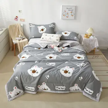 Летнее одеяло Grey Bear Нового дизайна, Мягкое на ощупь, Для детей и взрослых, Кондиционер, Тонкое одеяло, Одеяло для кровати односпального размера