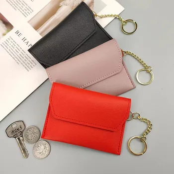 Модный женский кошелек с мини-застежкой, кошелек для карт, портмоне, футляр для карт, маленькая сумка для карт, футляр для карт, Красный кошелек для ключей