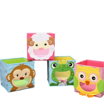 3D Милый Мультяшный Нетканый Ящик Для Хранения Детских Игрушек С Вышивкой Животных, Складной Ящик Для Хранения Одежды С Сеткой для Нижнего Белья